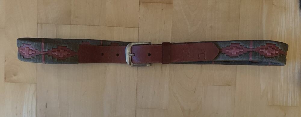 handmade Argentinian polo belt Brown Leather Embroidered 38